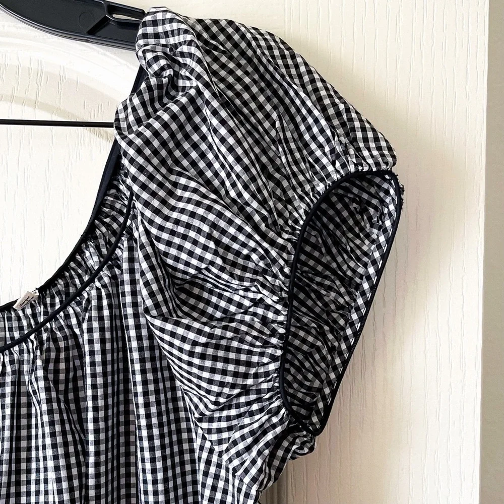 Doen Julia Dress Mini Black White La Maddalena Gingham Medium EUC - Picture 5 of 13